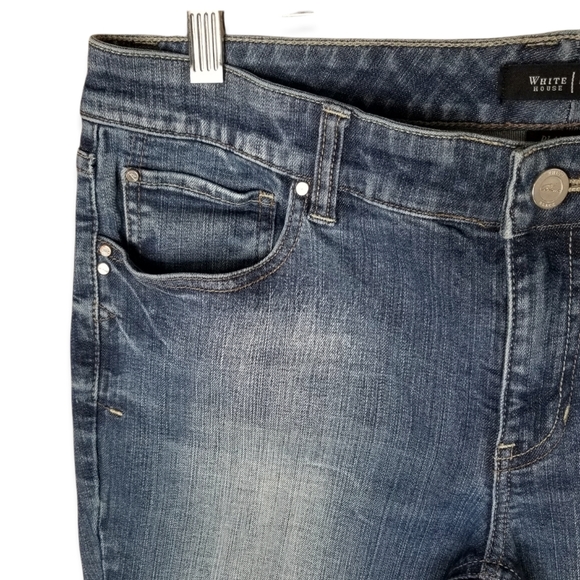 WHBM Blanc Mid Rise Flare Leg Blue Denim Jeans 8R - Picture 4 of 12